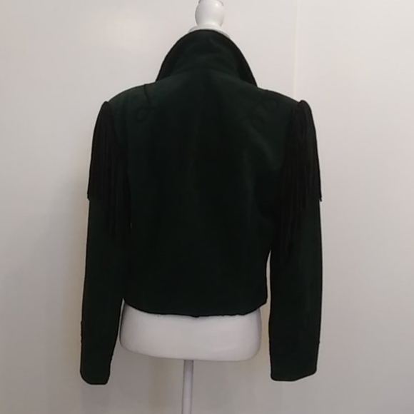 💚🤠 Western Leather Jacket Dark Green/Blk Sz M - Picture 4 of 9